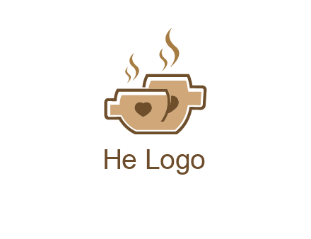 heart on coffee cups logo