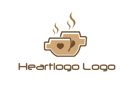 heart on coffee cups logo