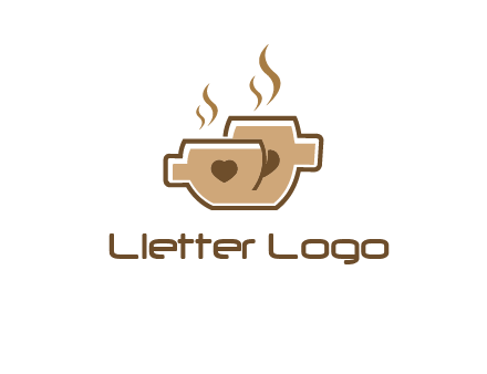 heart on coffee cups logo