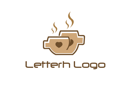 heart on coffee cups logo