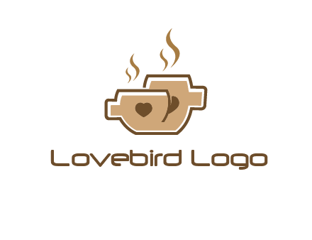 heart on coffee cups logo