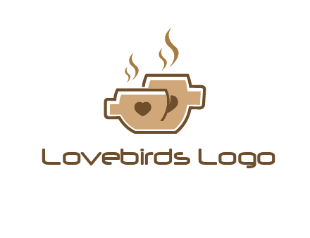 heart on coffee cups logo