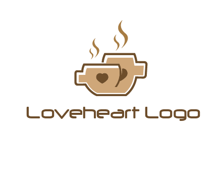 heart on coffee cups logo