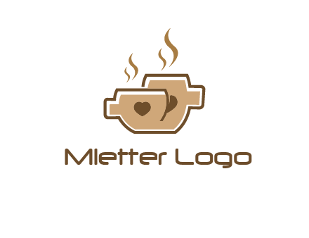 heart on coffee cups logo