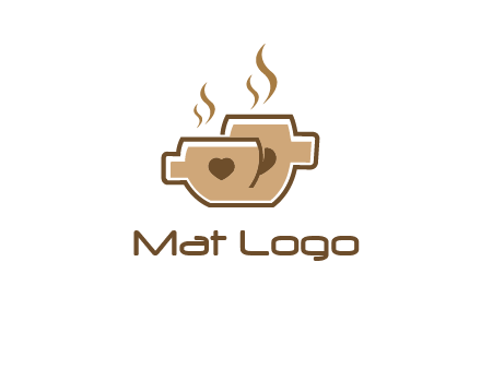 heart on coffee cups logo