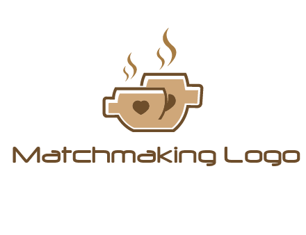 heart on coffee cups logo