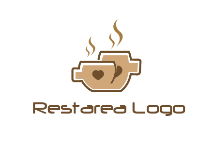 heart on coffee cups logo