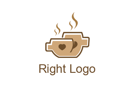 heart on coffee cups logo