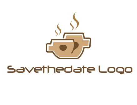 heart on coffee cups logo