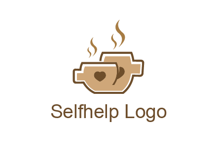 heart on coffee cups logo