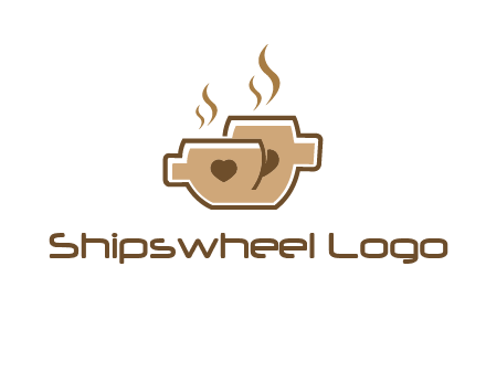 heart on coffee cups logo
