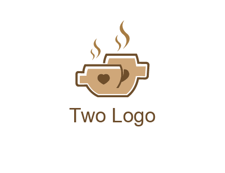 heart on coffee cups logo