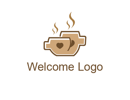 heart on coffee cups logo