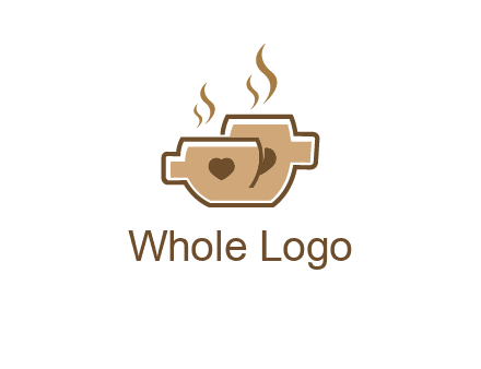 heart on coffee cups logo