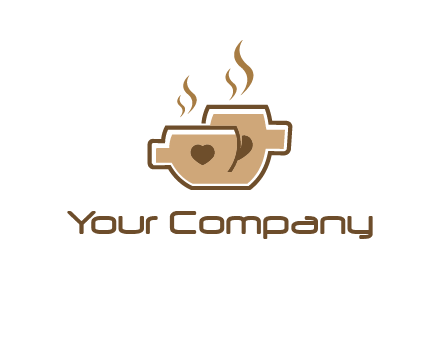heart on coffee cups logo