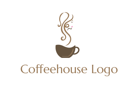 woman steam shape on coffee logo