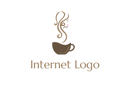 woman steam shape on coffee logo