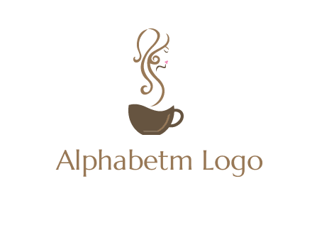 woman steam shape on coffee logo