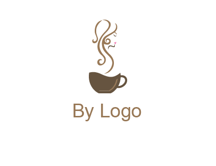 woman steam shape on coffee logo