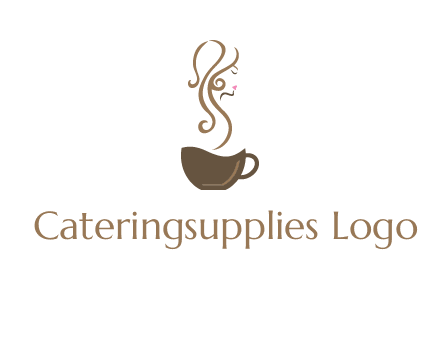 woman steam shape on coffee logo