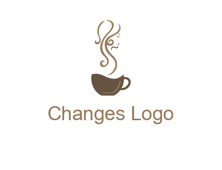 woman steam shape on coffee logo