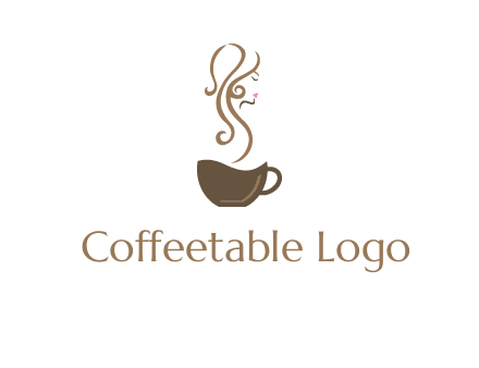 woman steam shape on coffee logo