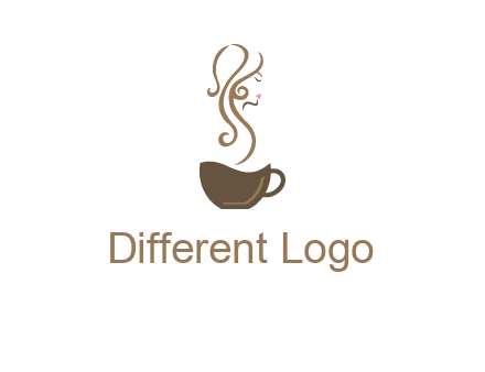 woman steam shape on coffee logo