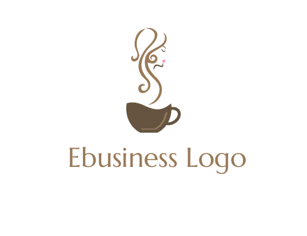 woman steam shape on coffee logo