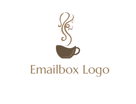 woman steam shape on coffee logo