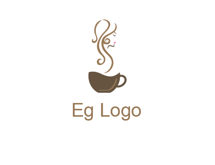 woman steam shape on coffee logo