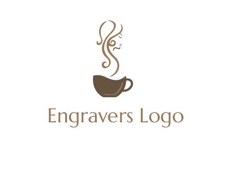 woman steam shape on coffee logo