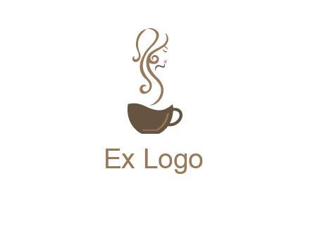 woman steam shape on coffee logo