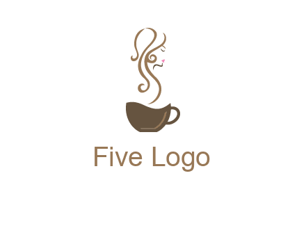 woman steam shape on coffee logo
