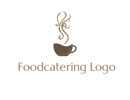 woman steam shape on coffee logo