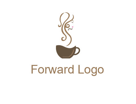 woman steam shape on coffee logo