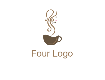 woman steam shape on coffee logo
