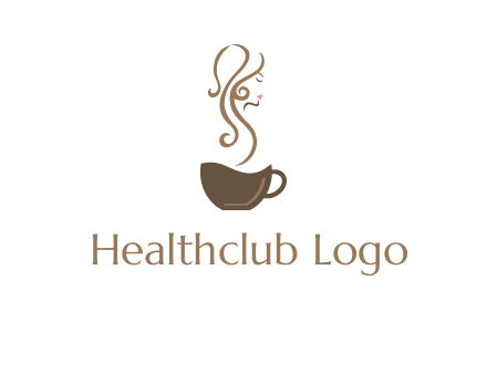 woman steam shape on coffee logo