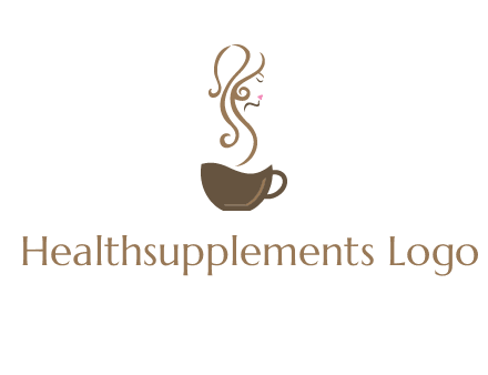 woman steam shape on coffee logo