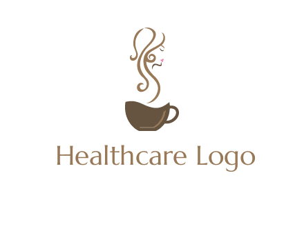 woman steam shape on coffee logo