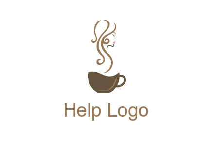 woman steam shape on coffee logo