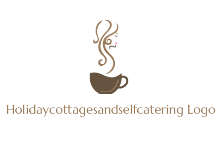 woman steam shape on coffee logo