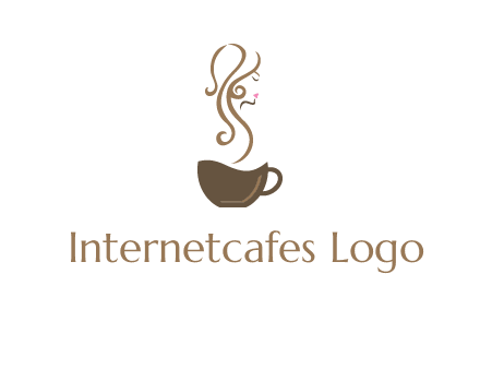 woman steam shape on coffee logo