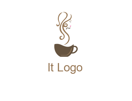 woman steam shape on coffee logo