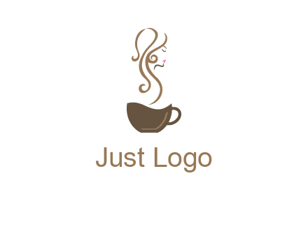 woman steam shape on coffee logo