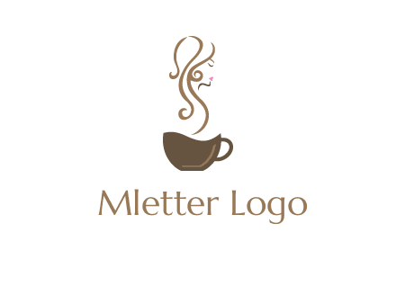 woman steam shape on coffee logo