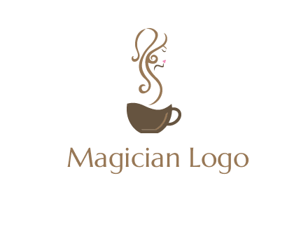woman steam shape on coffee logo