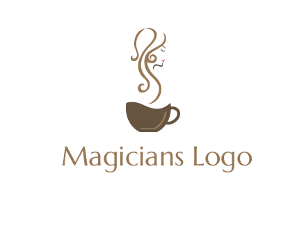 woman steam shape on coffee logo