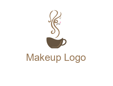 woman steam shape on coffee logo