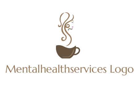 woman steam shape on coffee logo
