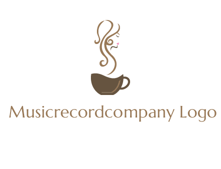 woman steam shape on coffee logo